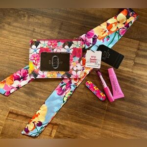 5PC BUNDLE: Buxton Floral RFID Case w/ Matching Accessories